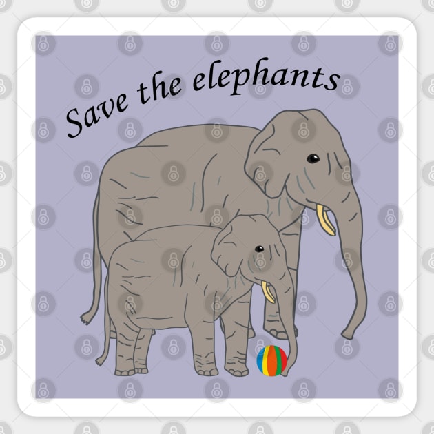 Save the elephants – Mom and Baby Sticker by Anke Wonder 